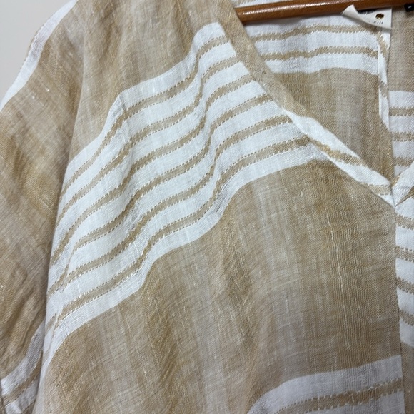 Anthropologie Akemi + Kin 100% Linen Tunic Oversized Coverup Sleeve Striped Sz M - Picture 8 of 14